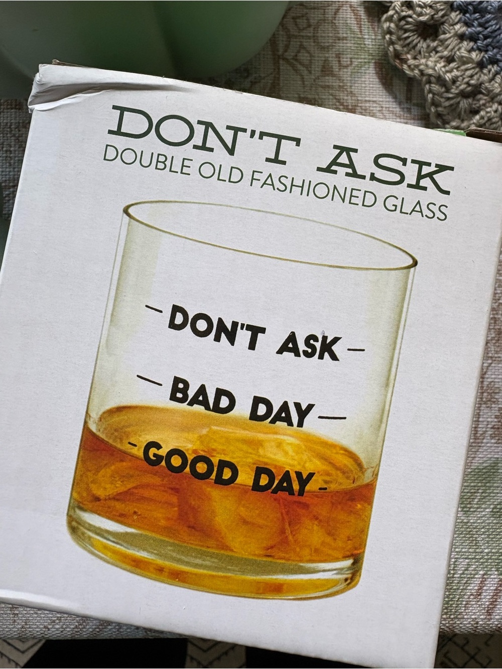 Double Old Fashioned Glass - Clear with Amber Accent